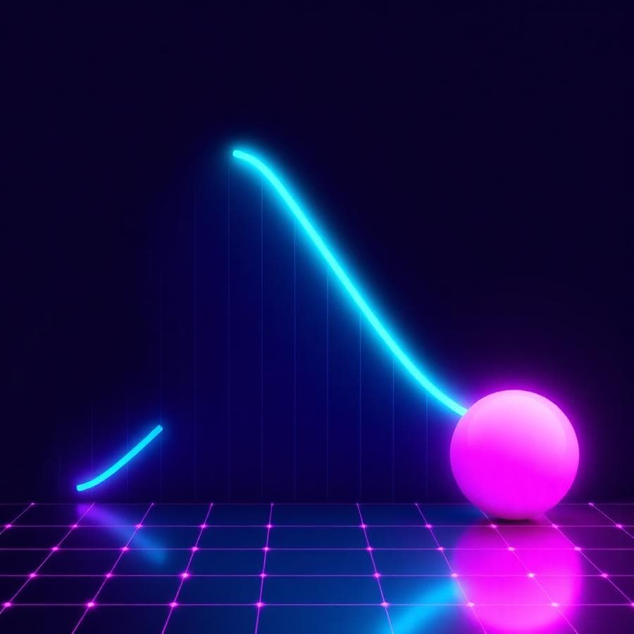 Neon yield curve over a glowing grid